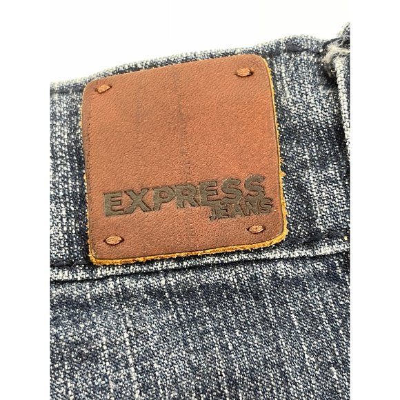Express Jeans Women’s Denim Shorts 6 Blue 4-Pocket Zip & Button Stretchy - Picture 3 of 16